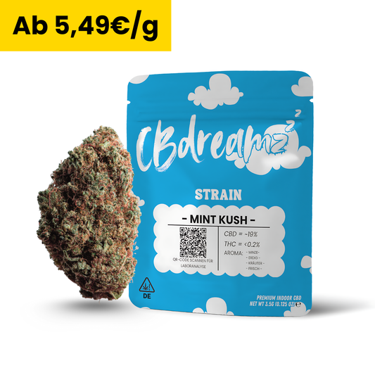 CBD-Blüte Mint Kush 3,5g Indoor von cbdreamz, < 0,2 % THC